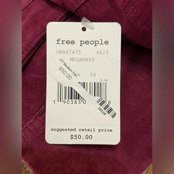 Free People Modern Femme Corduroy Mini Skirt New sz 10 Mulberry Color - Picture 9 of 11